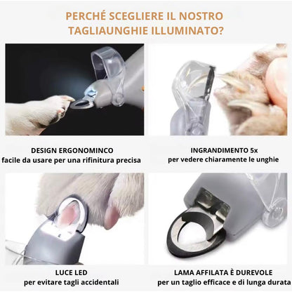 tagliaunghie per animali domestici con luce
