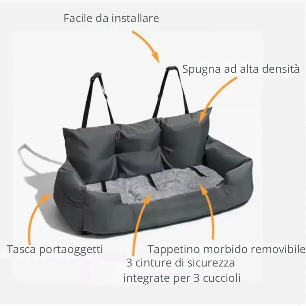 seggiolino per cani- trasportino comodo per auto