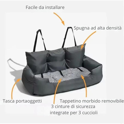 seggiolino per cani- trasportino comodo per auto